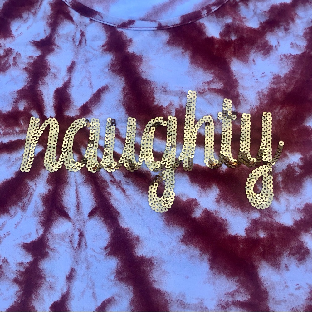 Saturdaze Tie Dye Tee Shirt Naughty Gold Sequins Sz. 1X